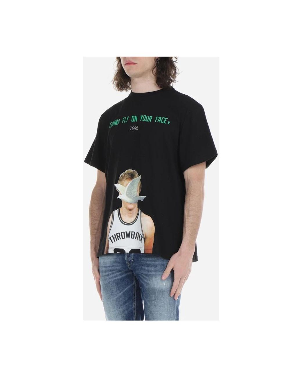 Throwback. Tops ,Zwart ,Katoen T-Shirts in het Black voor heren