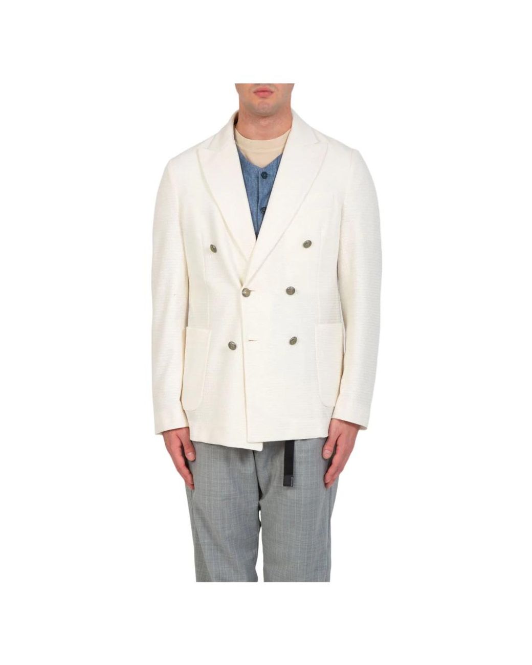 Circolo 1901 Jassen ,Wit ,Linnen Linnenmix Double-Breast Blazer in het White voor heren