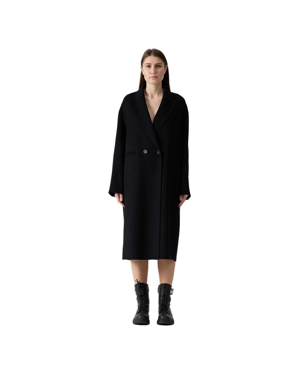 Ermanno Scervino Jassen ,Zwart ,Wol Double-Breasted Jas in het Black