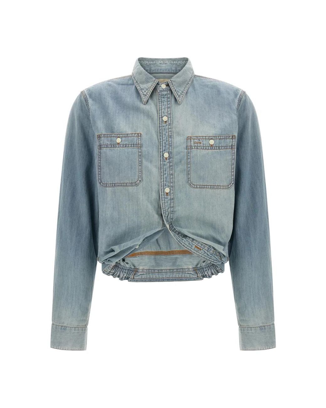R13 Wikkel Denim Shirt Van Katoen in het Blue