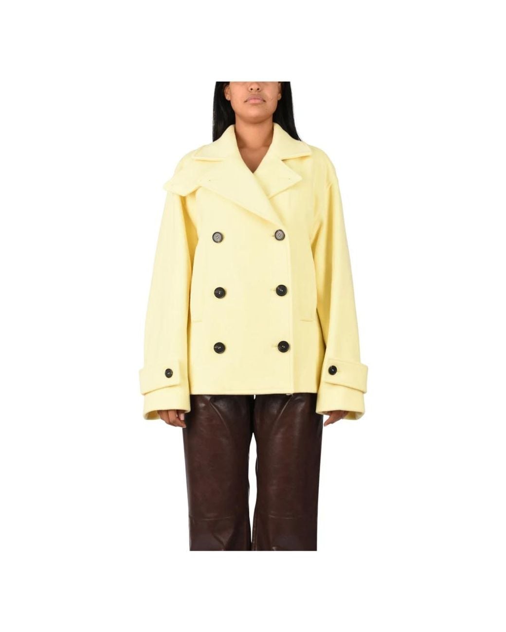 MSGM Caban Double-Breasted Mantel in het Yellow