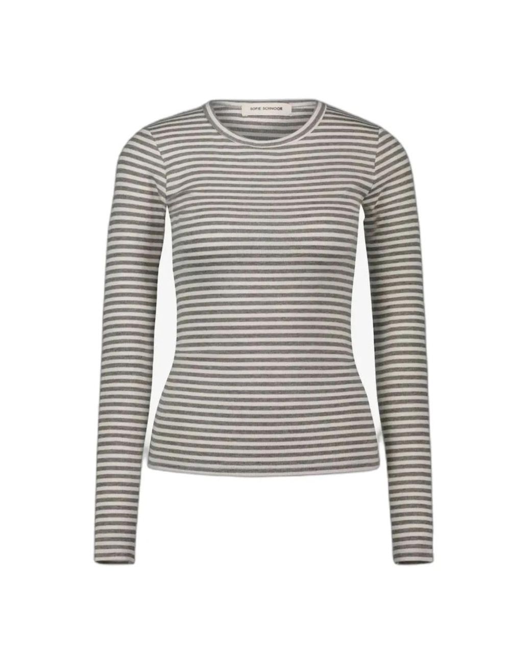 Sofie Schnoor Tops ,Veelkleurig ,Spandex Petricia Gestreept T-Shirt Met Lange Mouwen in het Gray