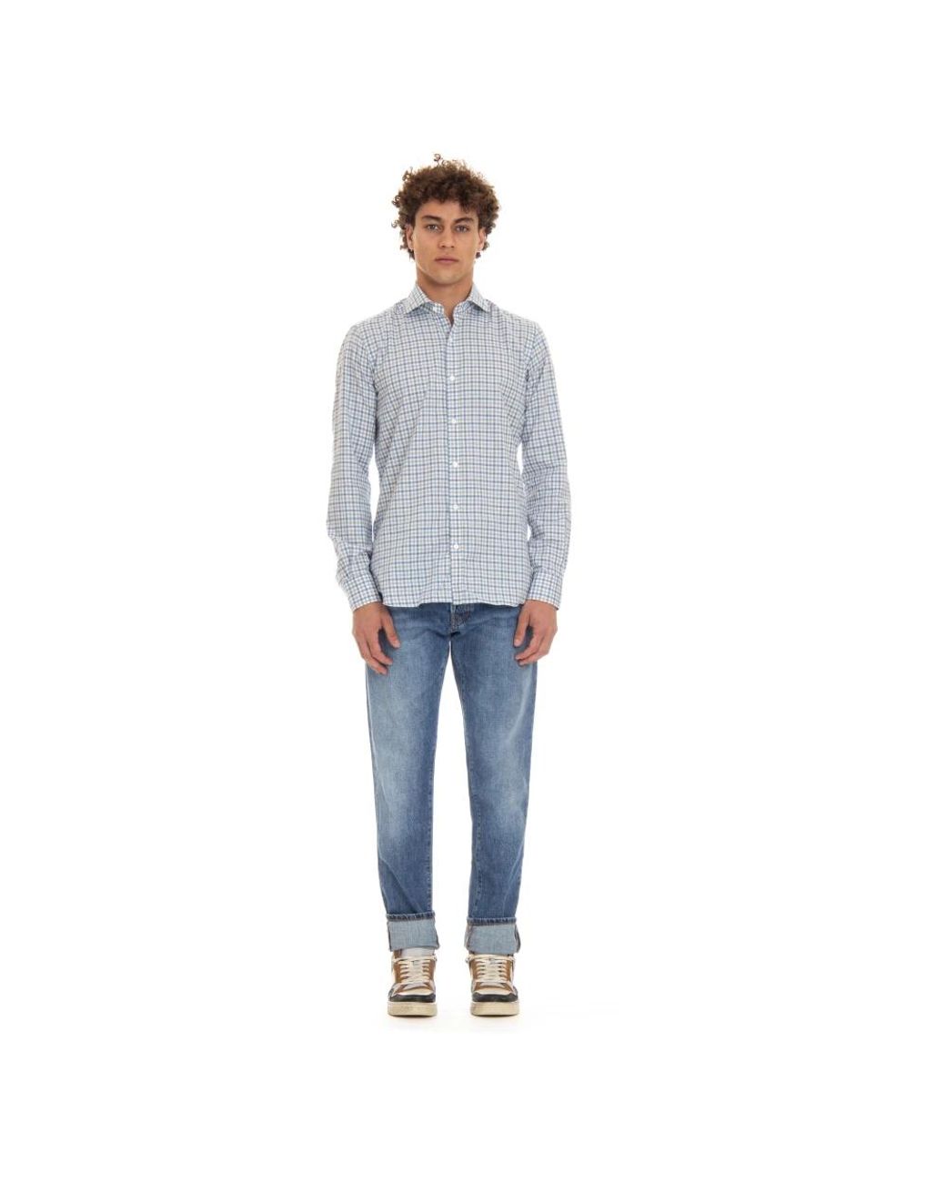 Barba Napoli Blue Casual Shirts for men