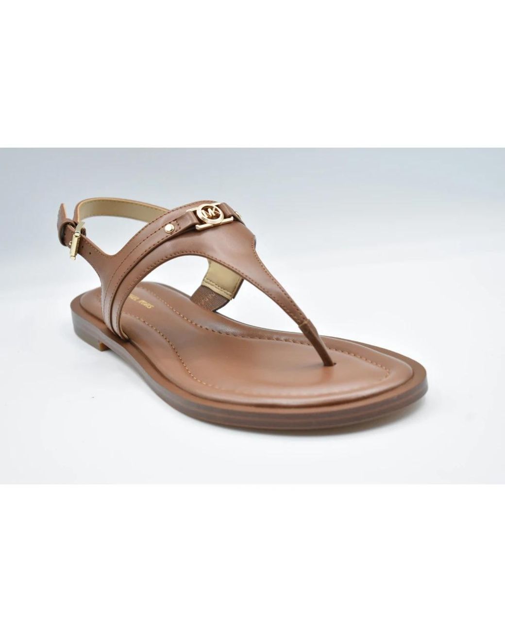 Michael Kors Mandy Leren Sandaal Met T-Bandje in het Brown