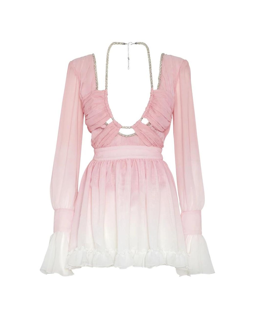 Philipp Plein Kleedjes ,Roze ,Chiffon Chiffon Plisse Mini Jurk Degrade in het Pink