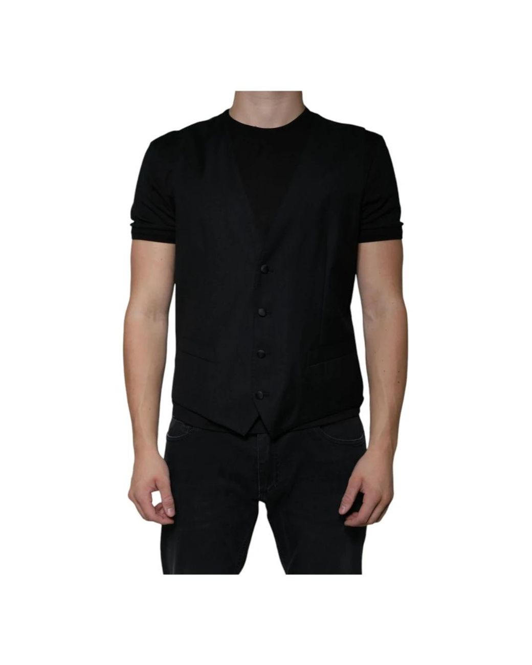 Dolce & Gabbana Black Waistcoats for men