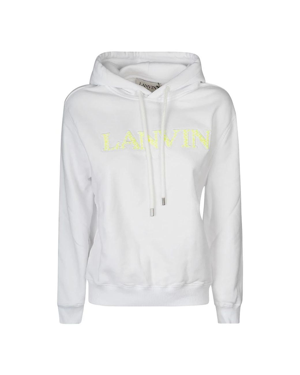 Lanvin Hoodies & Sweatvesten ,Wit ,Katoen Optic Hooded Sweatshirt in het White
