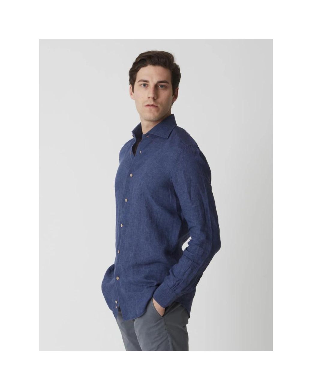 Mazzarelli Blue Casual Shirts for men