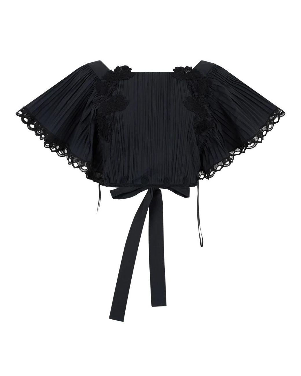 Alberta Ferretti Top Met Wijde Mouwen En Lint in het Black