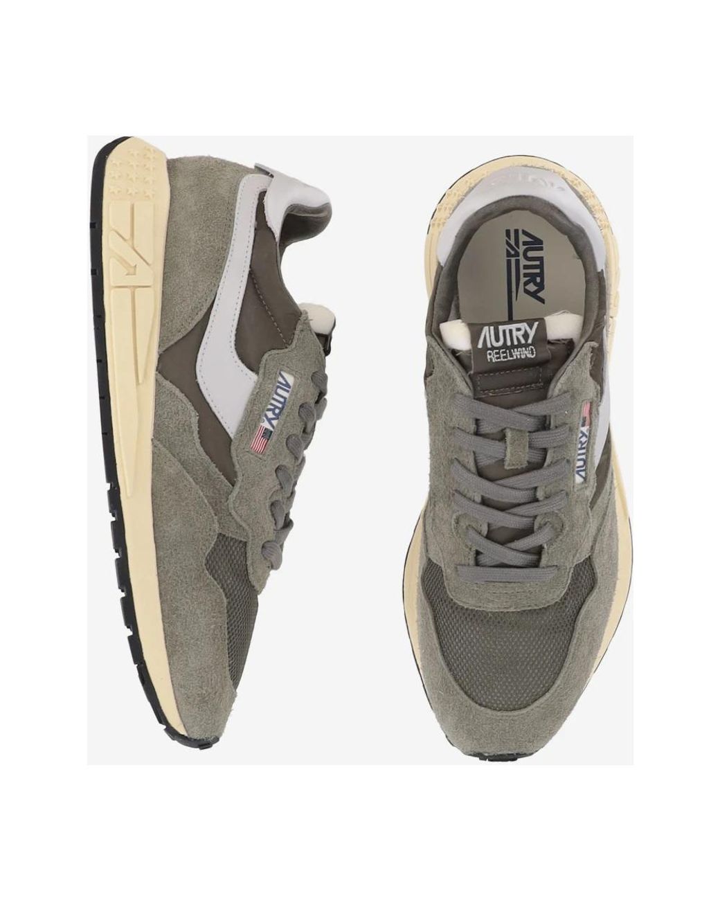 Autry Gray Sneakers Reelwind Low Leather Trainers for men