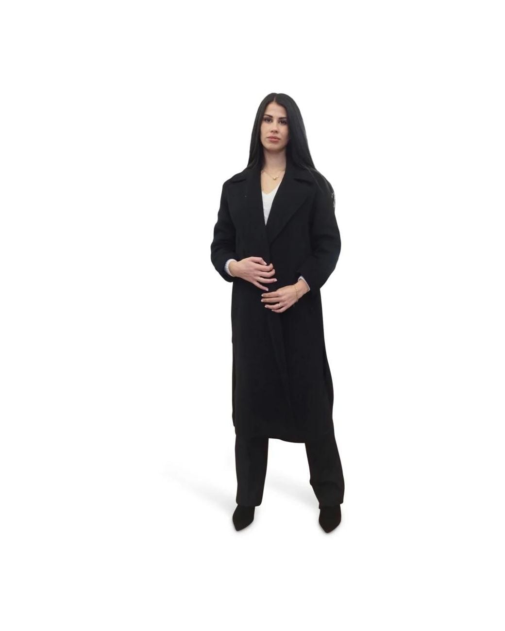 Marella Jassen ,Zwart ,Wol Shawl-Collar Lange Jas in het Black