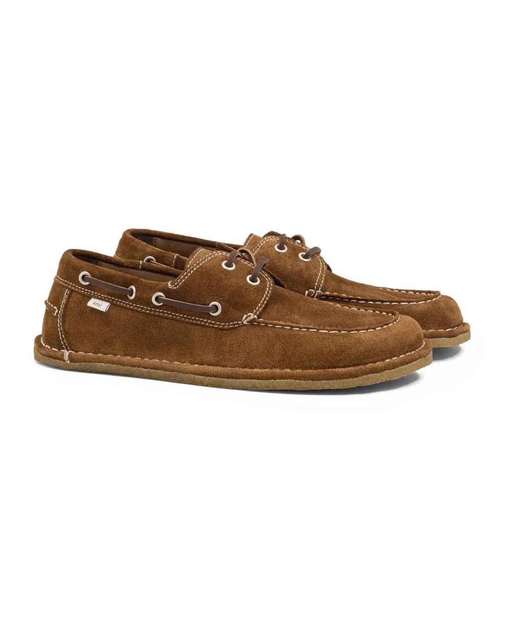 AMI Suede Boat Schuhe in Brown für Herren
