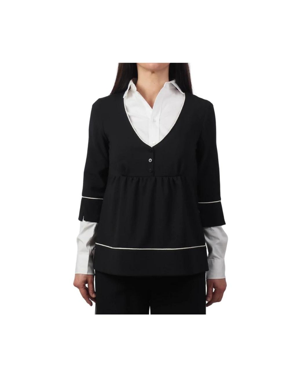 ALESSIA SANTI Overhemden ,Zwart ,Zwarte 3/4 Mouw Damesblouse in het Black