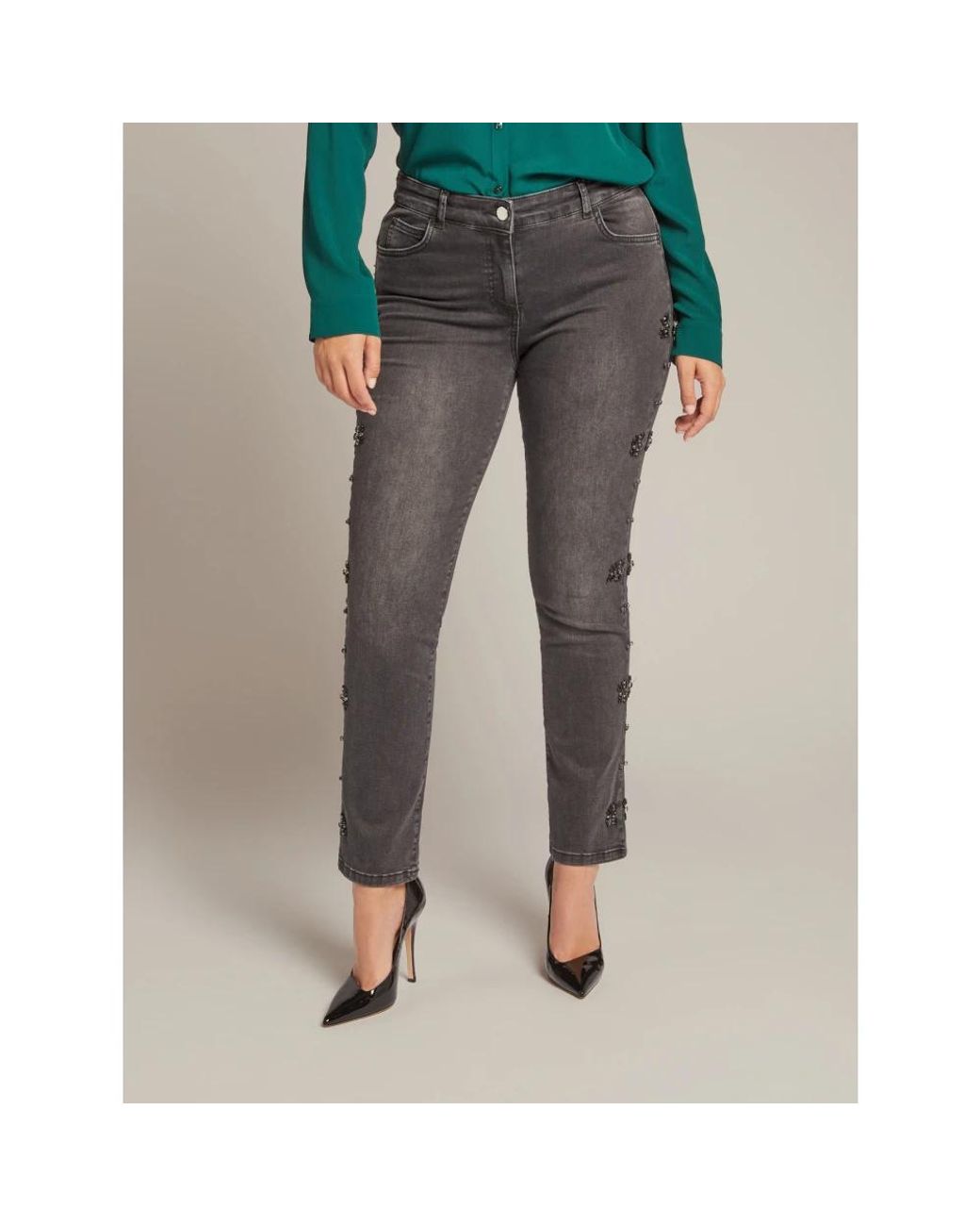 Elena Miro Gray Slim Fit Jeans
