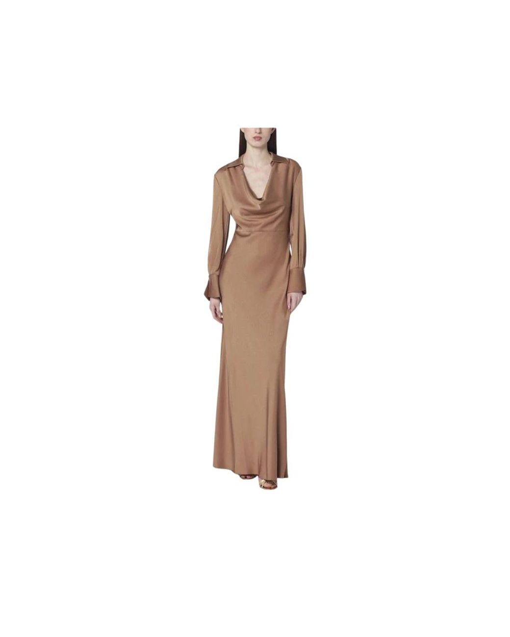 Jonathan Simkhai Lange Mouw Cowl Neck Maxidress in het Brown