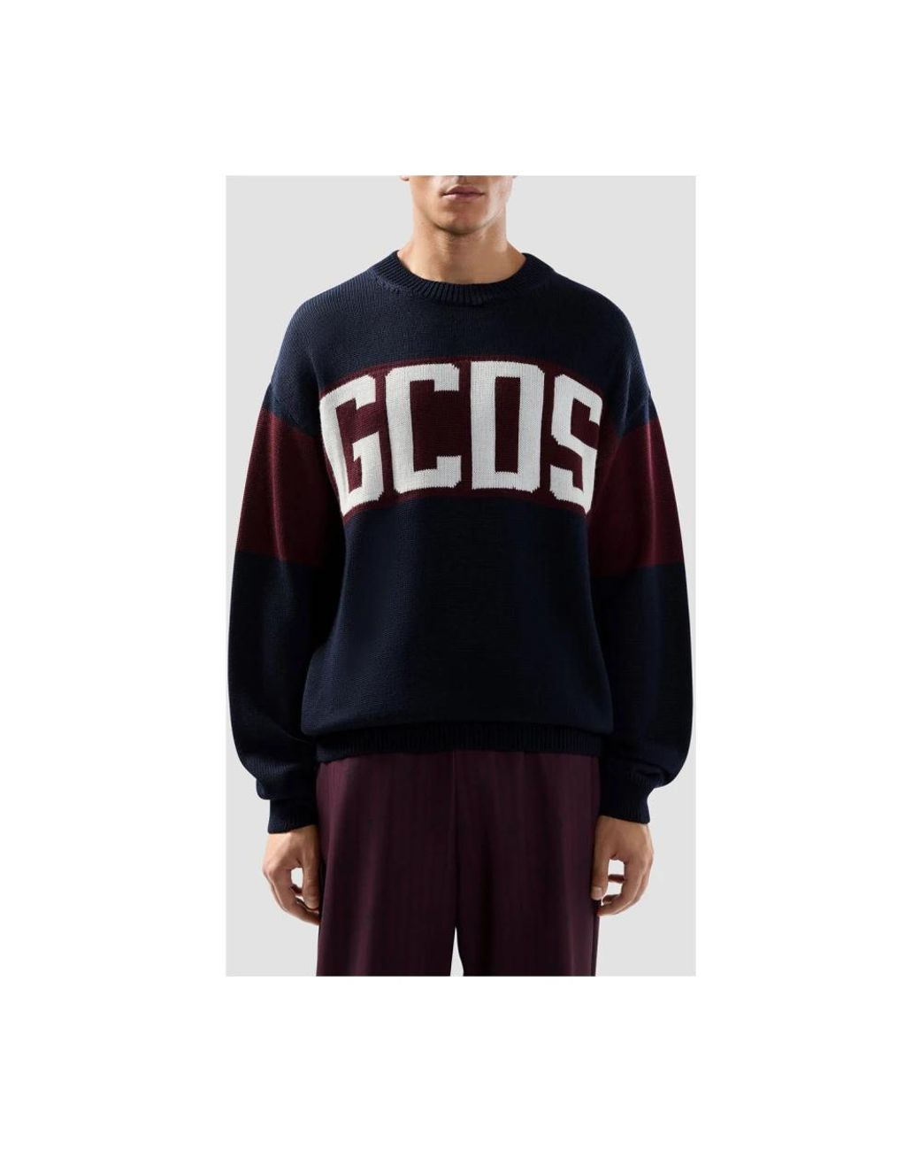 Gcds Blue Round-Neck Knitwear for men