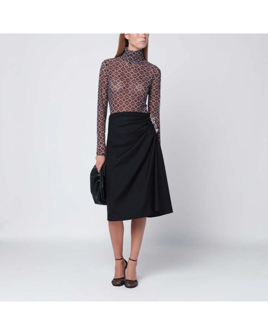 Dries Van Noten Black Midi Skirts