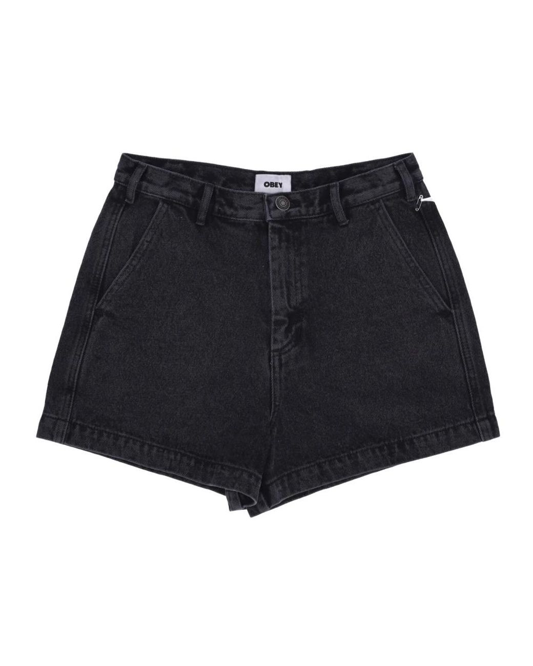 Obey Korte Broeken ,Zwart ,Denim Denim Shorts in het Black