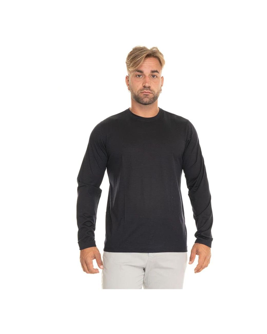 Gran Sasso Black Long Sleeve T-Shirts for men