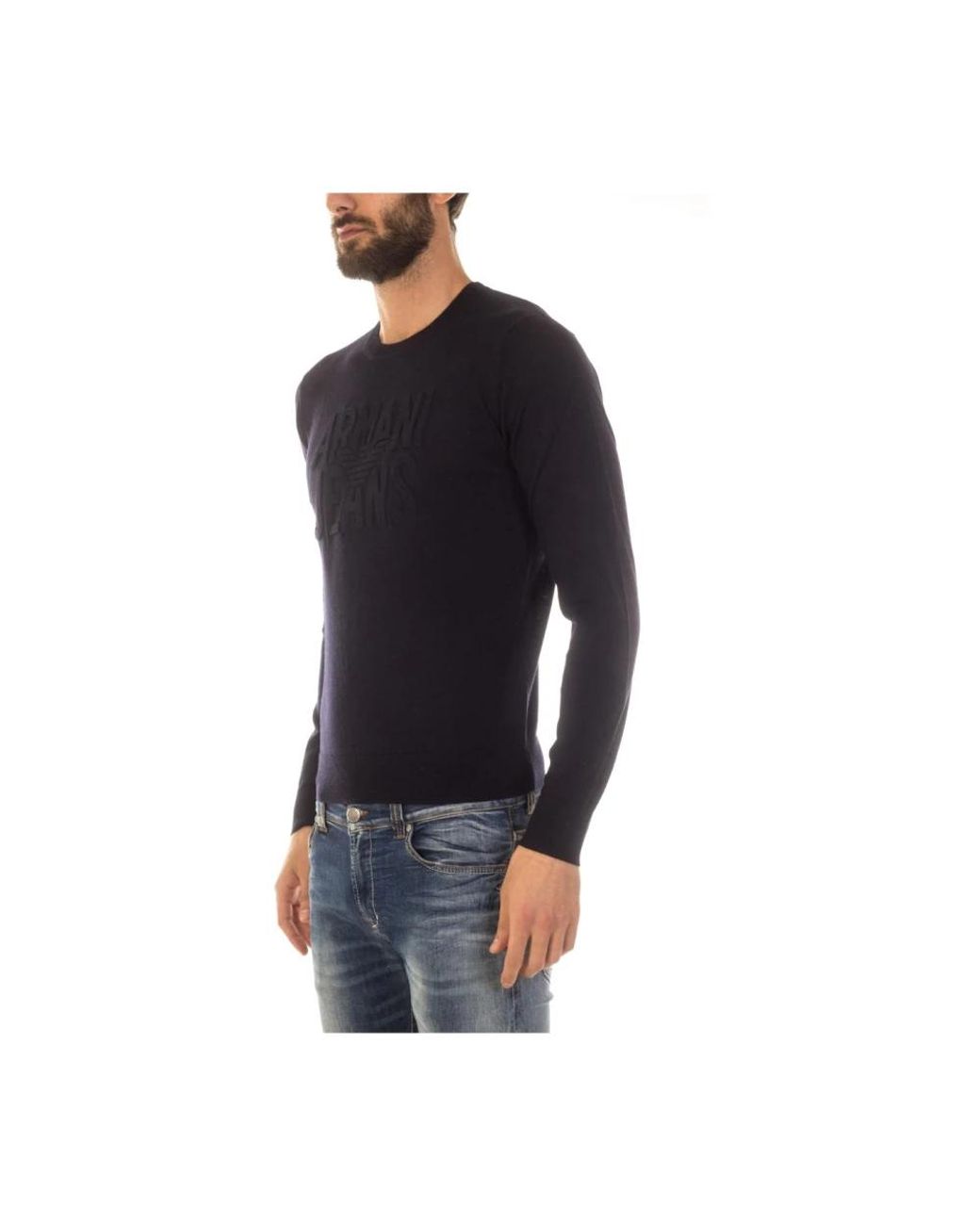 Armani Jeans Black Round-Neck Knitwear for men