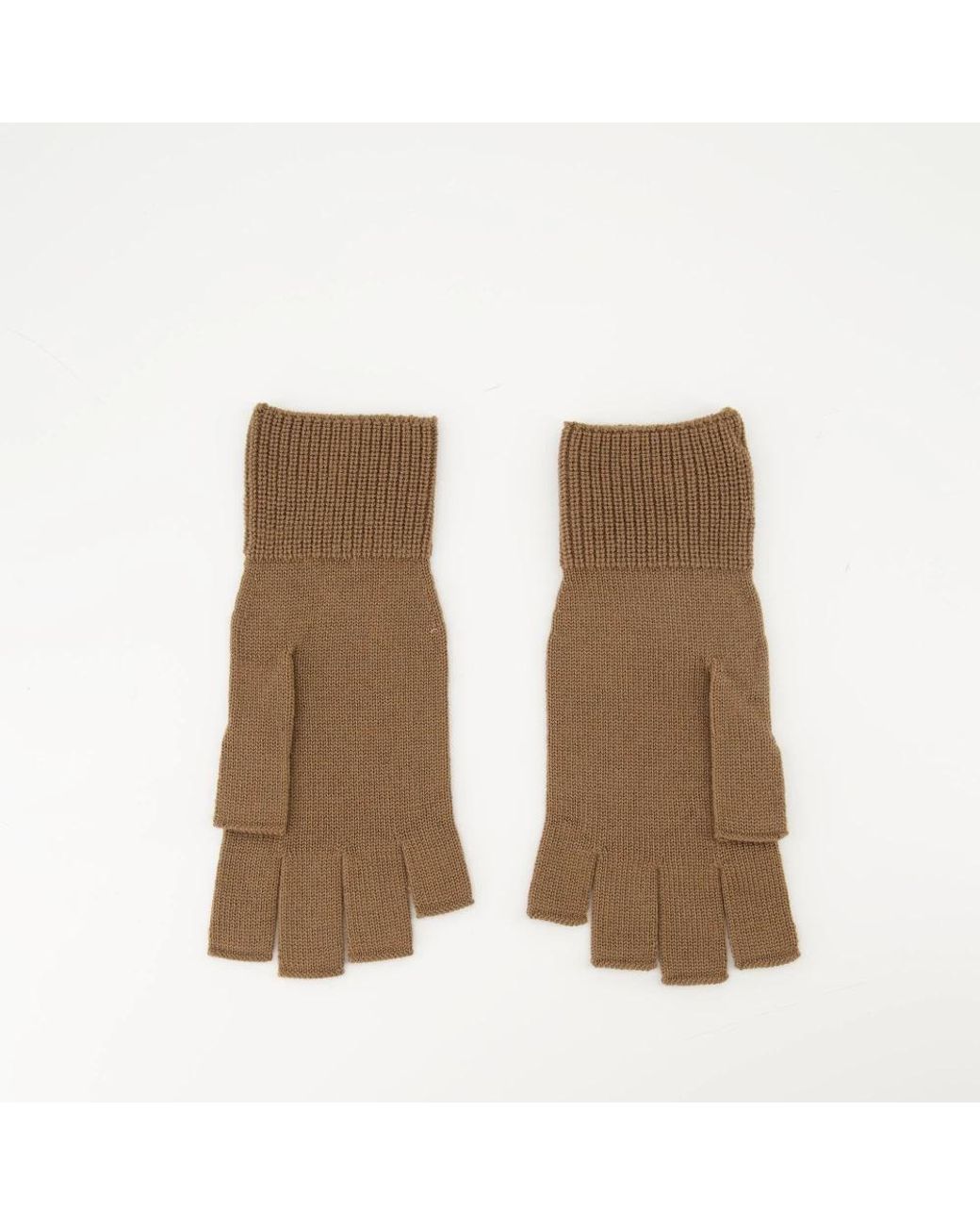 Courreges Natural Wolle Logo Handschuhe