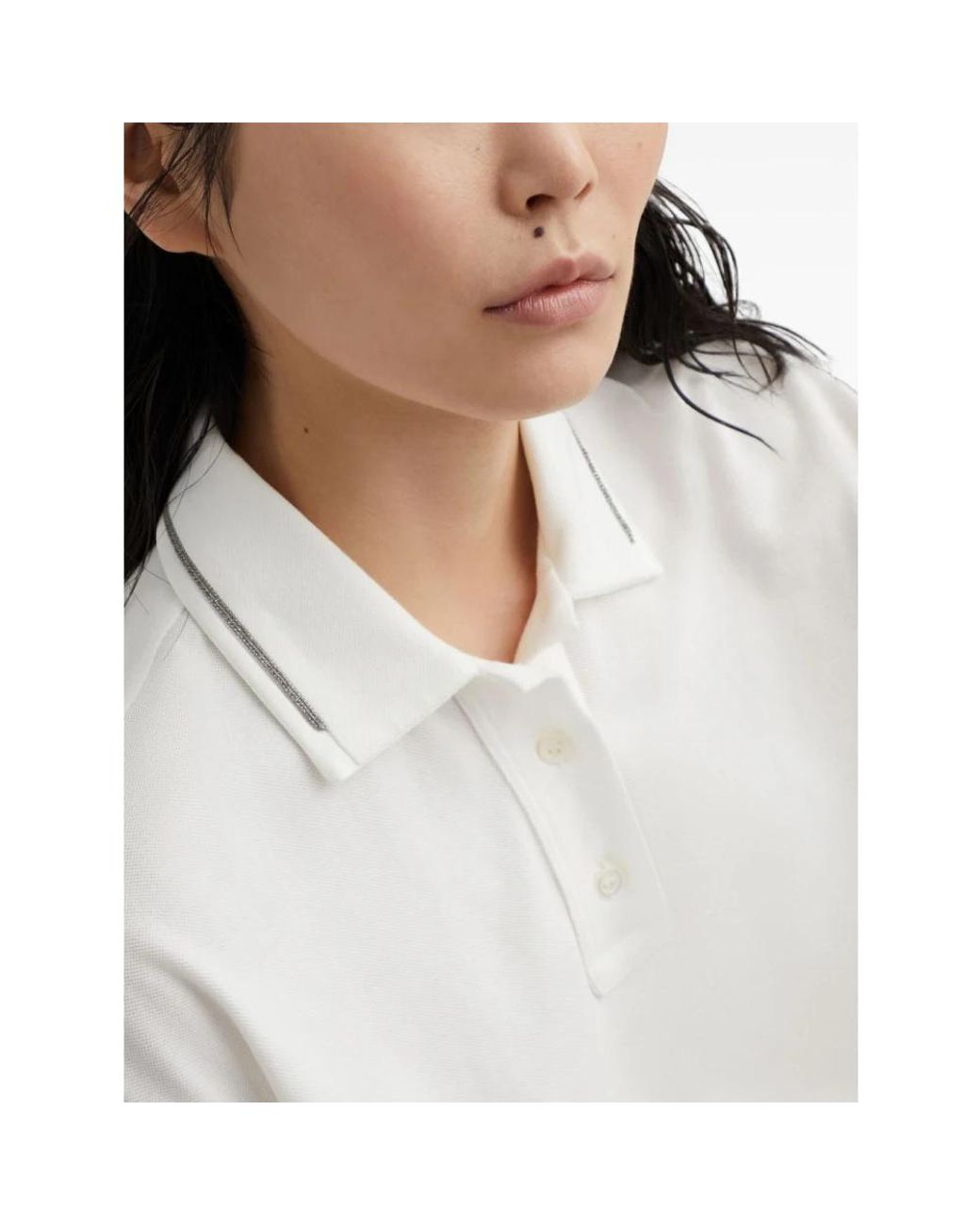 Brunello Cucinelli White Luxuriöses weißes baumwoll-poloshirt