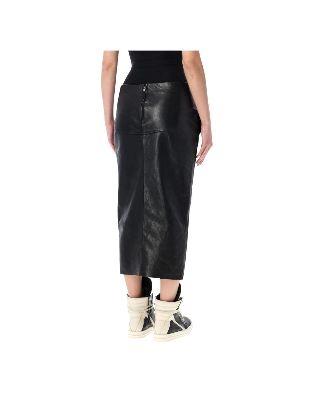 Rick Owens Black Leather Skirts