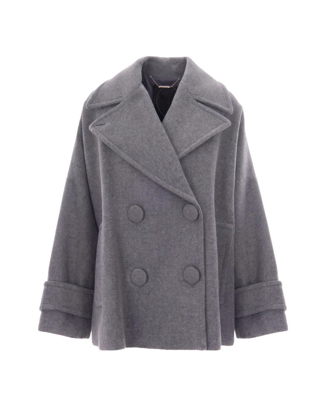Liu Jo Gray Double-Breasted Coats