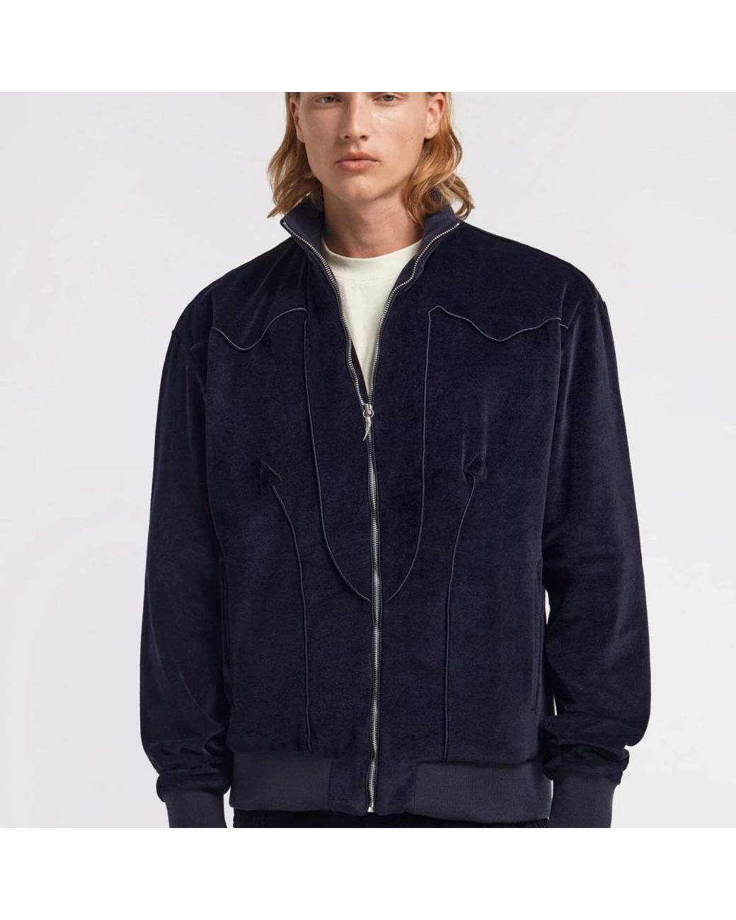Roberto Cavalli Hoodies & Sweatvesten ,Blauw ,Zebra Print Rits Sweater Donkerblauw in het Blue voor heren