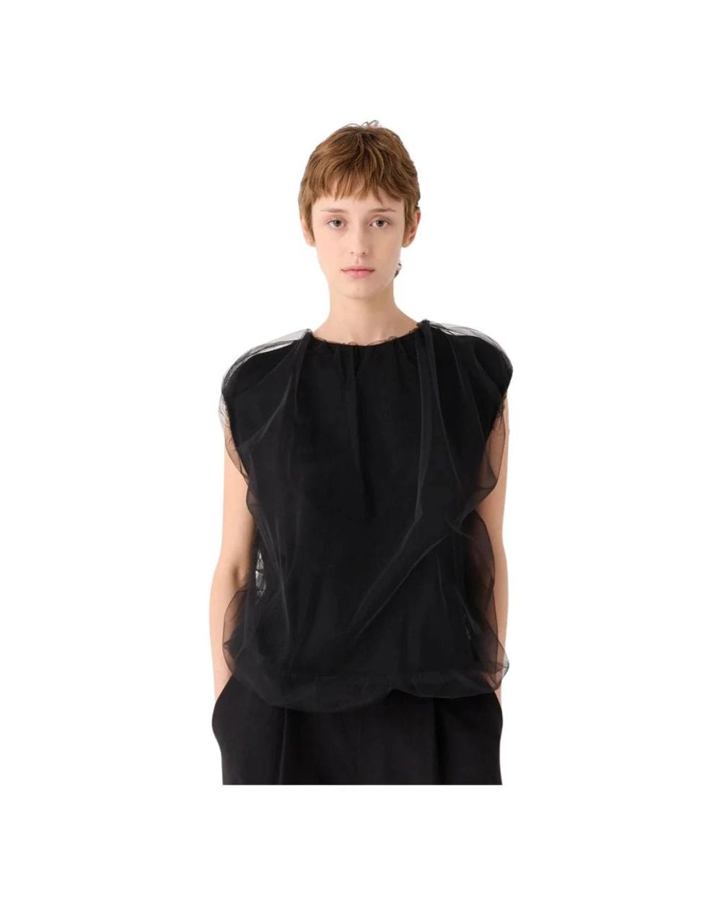 MEIMEIJ Black Sleeveless Tops