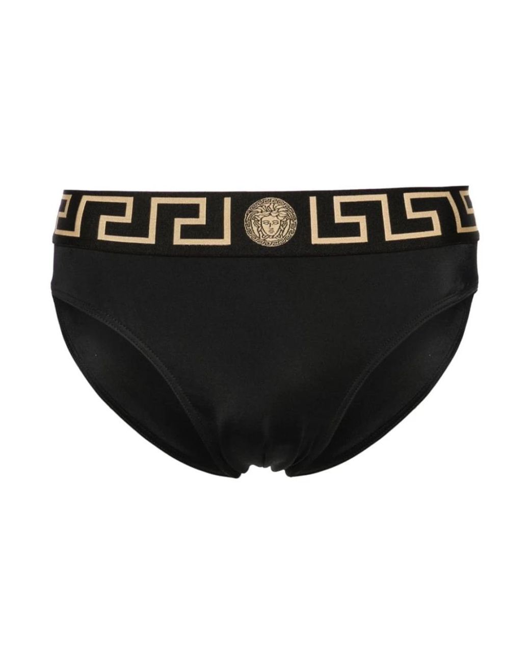 Slip Con Elastico Logato Greca di Versace in Black da Uomo
