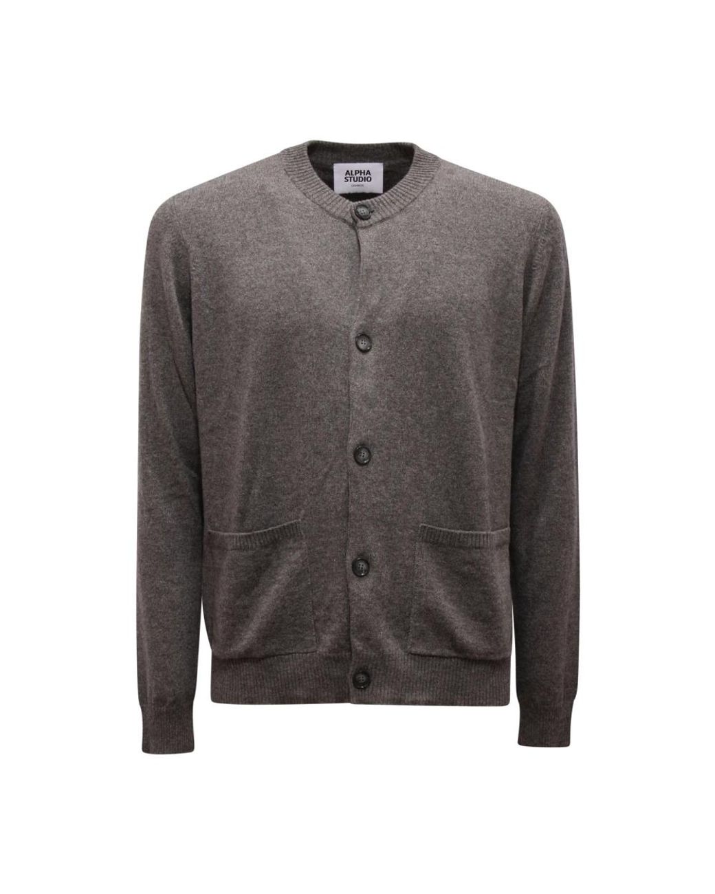 Alpha Studio Gray Cashmere Knitwear for men