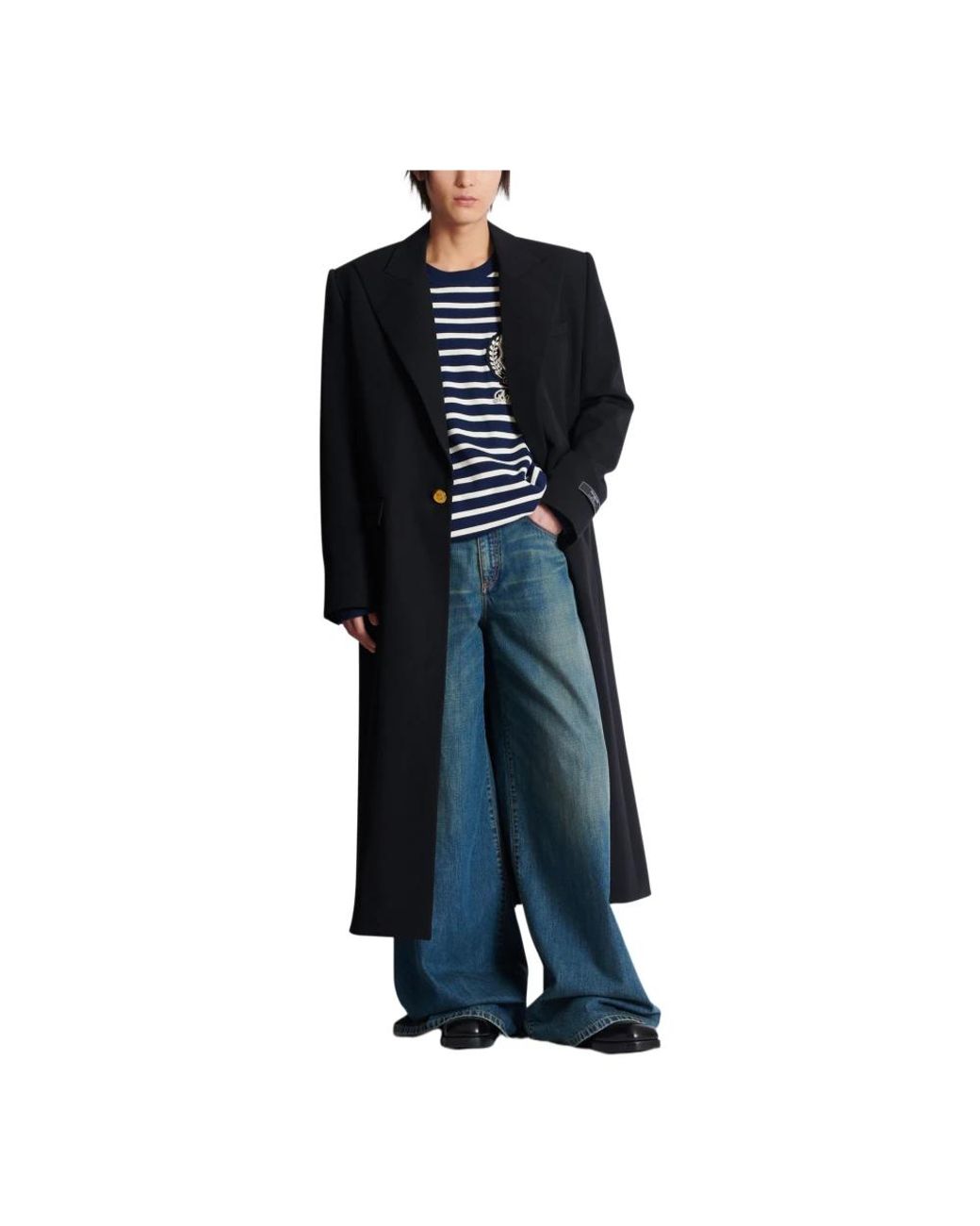 Balmain Black Single-Breasted Coats for men