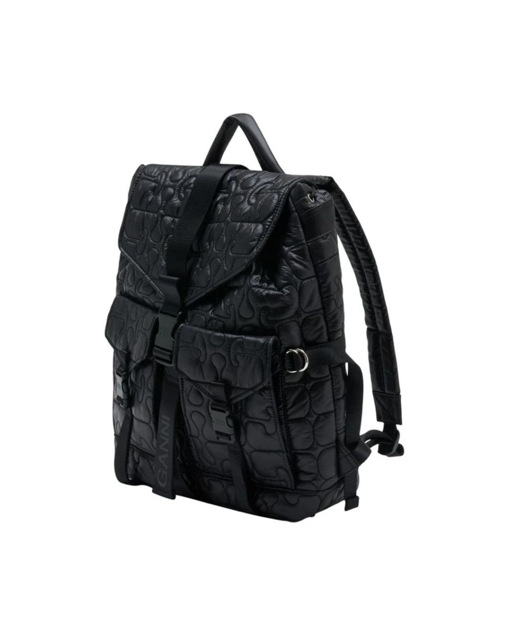Ganni Black Gesteppter Re-Tech Rucksack