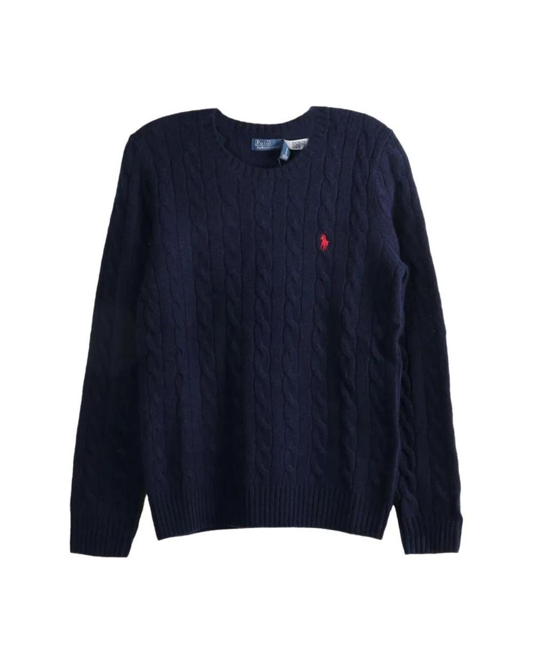 Polo Ralph Lauren Blue Plaited Wool And Cashmere Crew-Neck