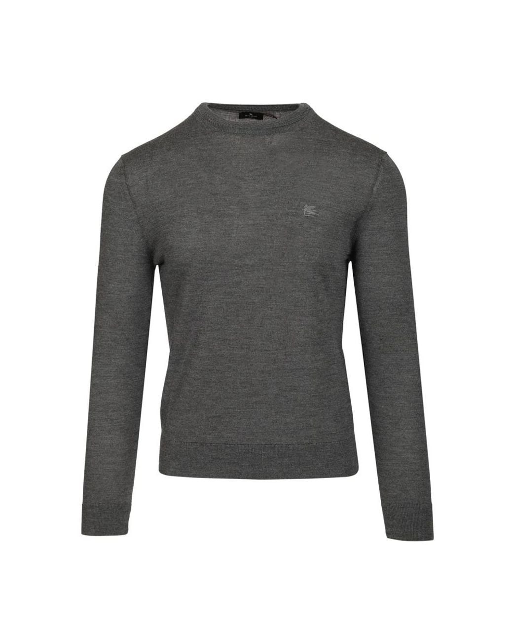 Etro Gray Round-Neck Knitwear for men