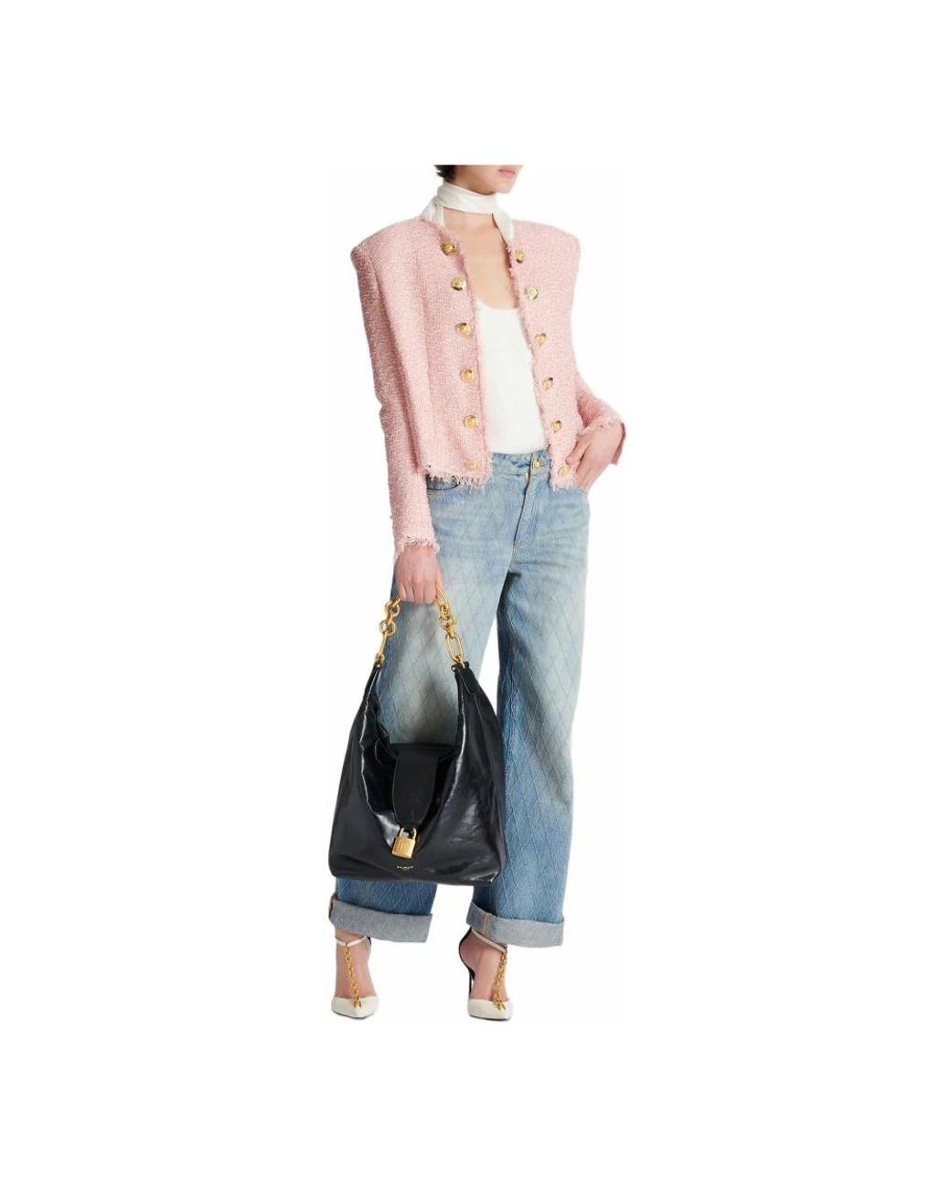 Tweed Jackets Balmain de color Pink