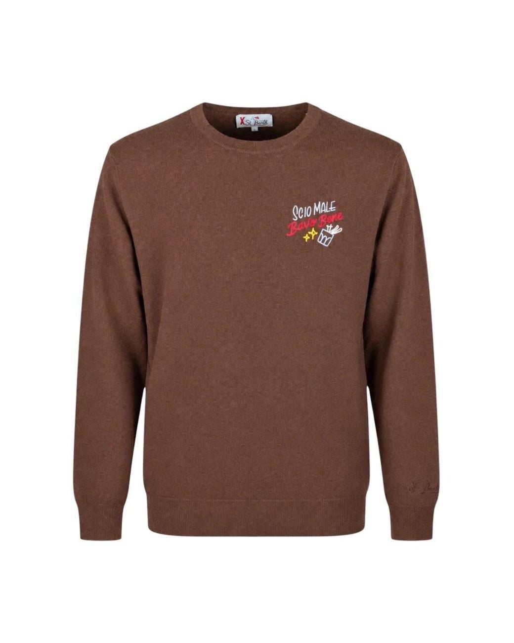 Mc2 Saint Barth Brown Round-Neck Knitwear for men
