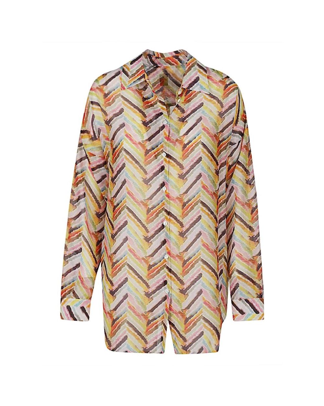 Feel me fab Overhemden ,Veelkleurig ,Noto Bedrukt Multi Colour Shirt in het Natural