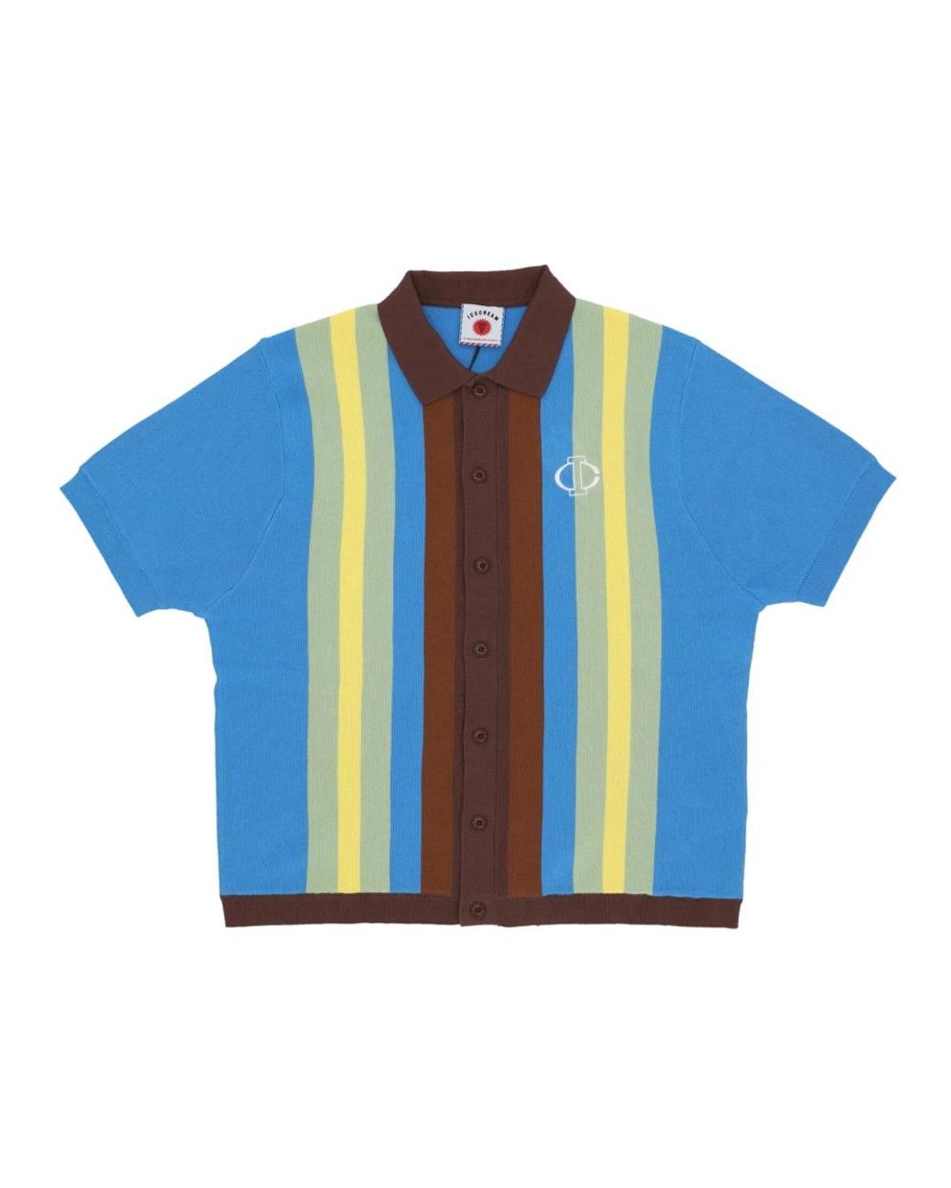 ICECREAM Truien & Vesten ,Veelkleurig ,Katoen Blauwe Jacquard Gebreide Korte Mouw Vest in het Blue voor heren