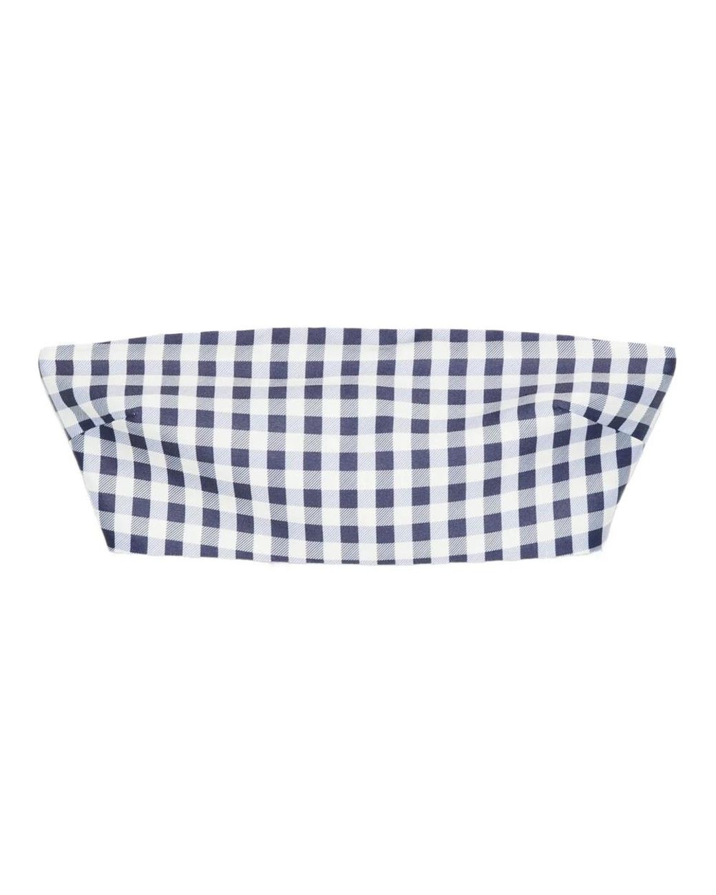 Self-Portrait Blue Gingham Bandeau Top