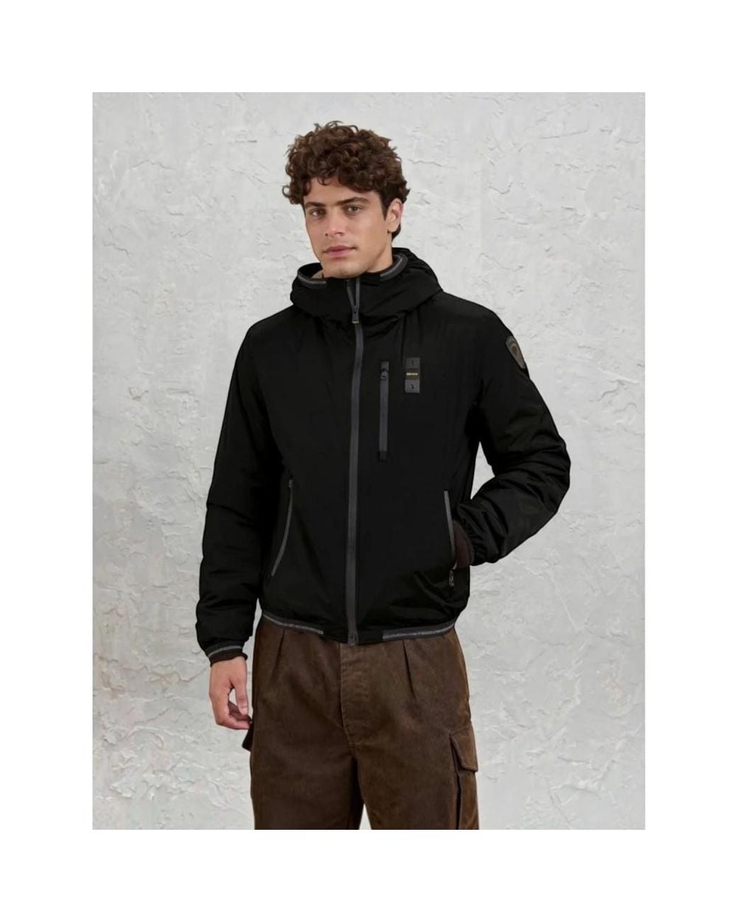 Blauer Devon Eco Fur Lined Jacket in Black für Herren