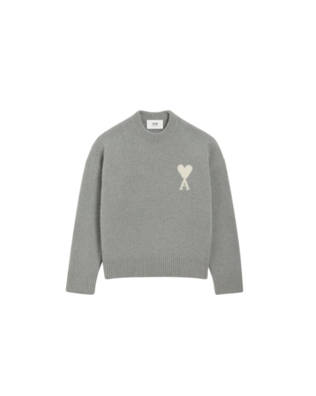 AMI Truien & Vesten ,Grijs ,Wol Ami De Cœur Ronde Hals Knit in het Gray voor heren
