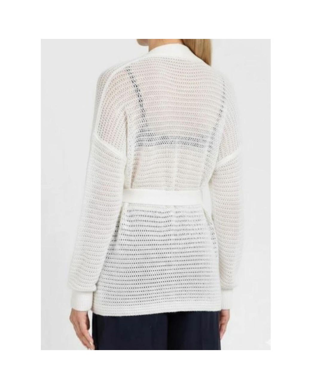 Twinset Truien & Vesten ,Wit ,Leer Tie-Waist Open Knit Cardigan in het White
