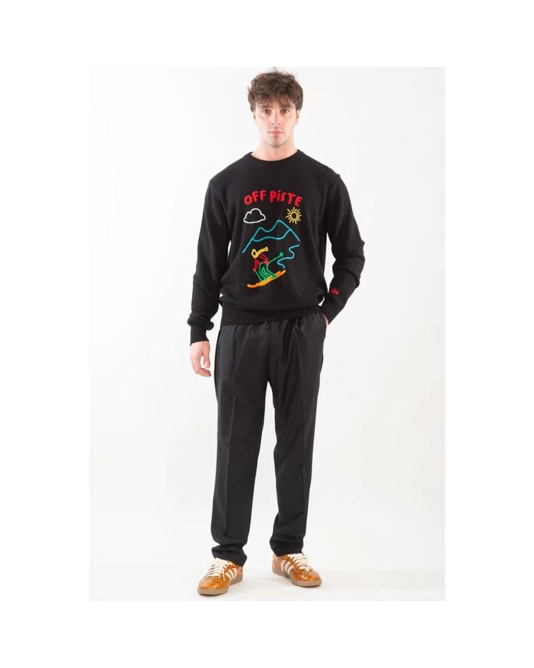 Mc2 Saint Barth Black Round-Neck Knitwear for men