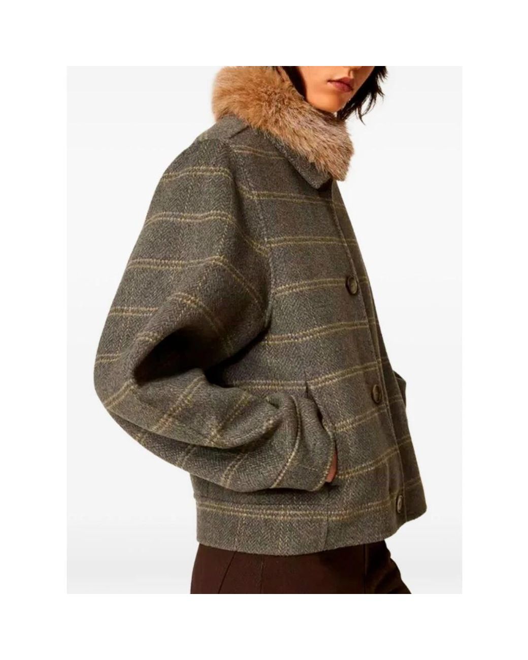 Twinset Gray Faux Fur & Shearling Jackets