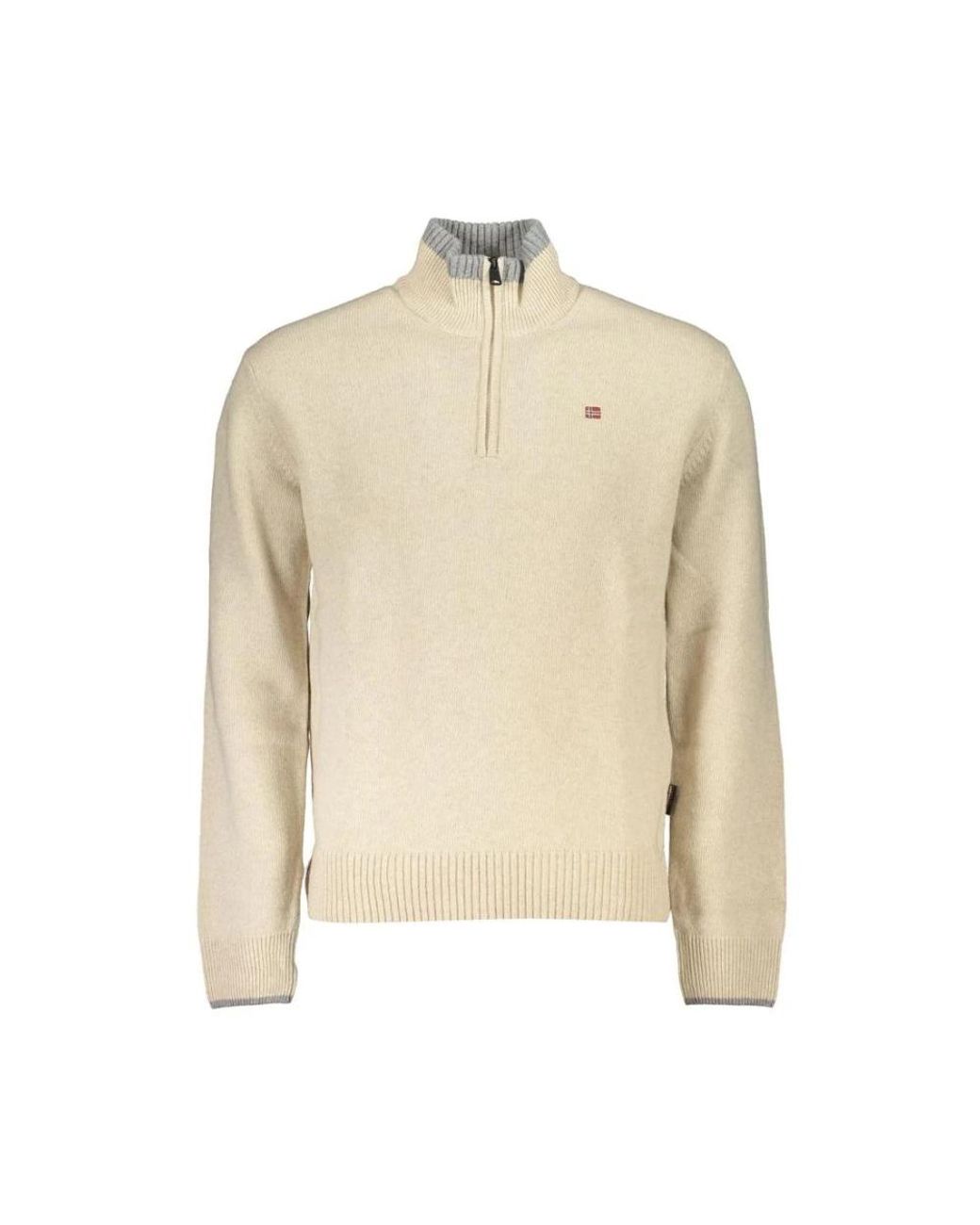 Napapijri Beiger Halbhoher Strickpullover in Natural für Herren