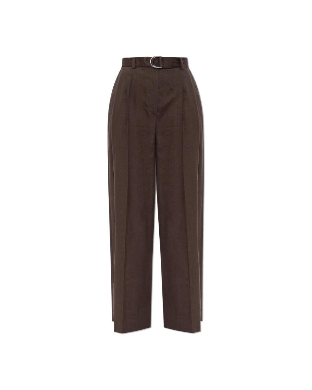 Helmut Lang Broeken ,Bruin ,Linnen Wijde Broek Met Vouw in het Brown