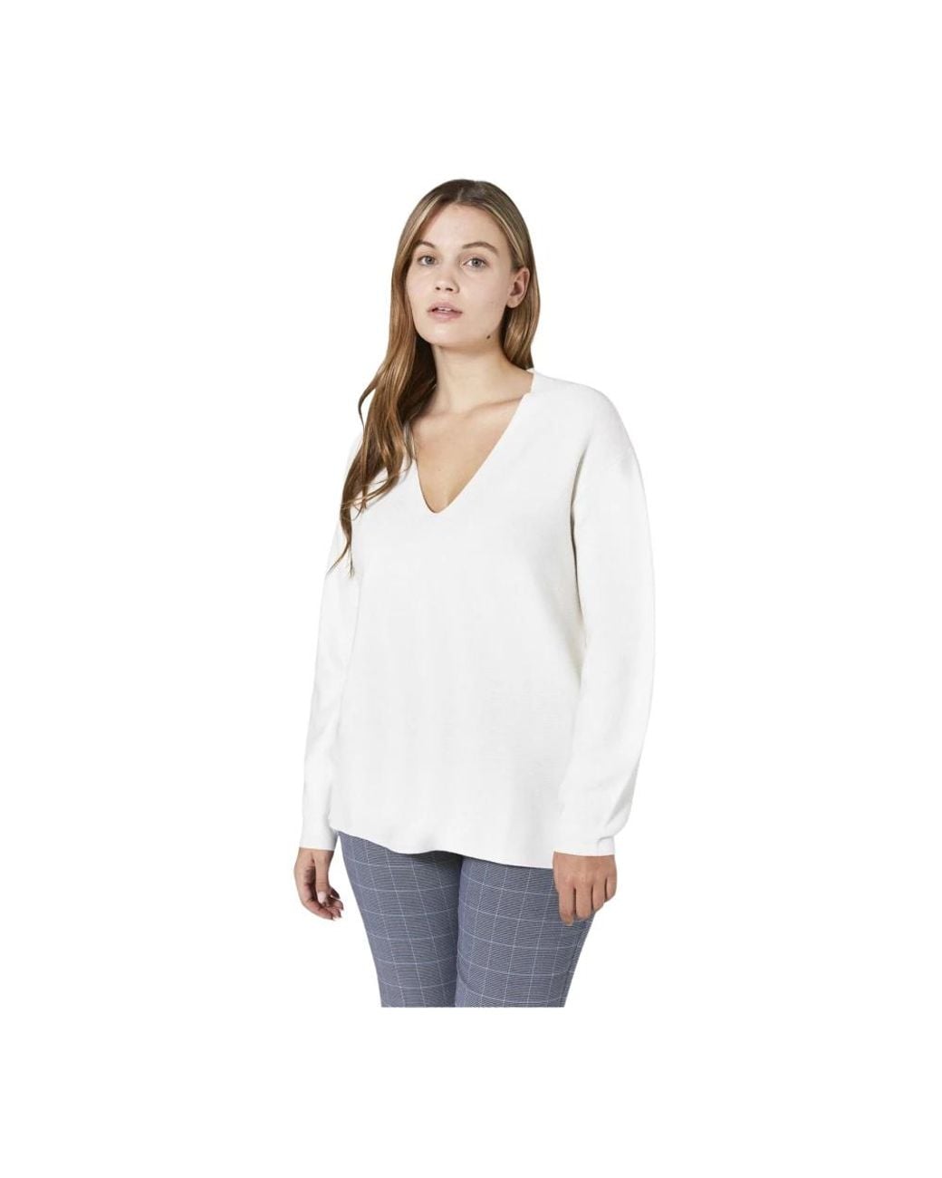 Elena Miro White V-Neck Knitwear
