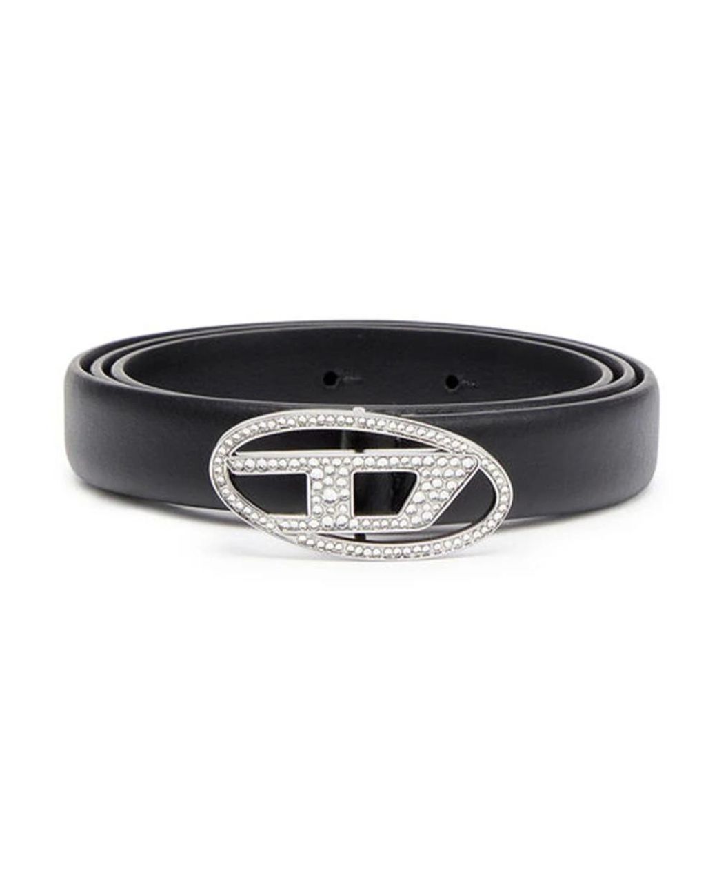 DIESEL Accessoires ,Zwart ,Leer Strass Leren Riem in het Black